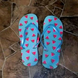 Blue/ watermelon flip flops